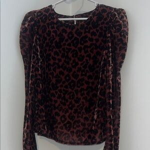 Anthropologie Dolan Leopard Print Velvet Top Sz S